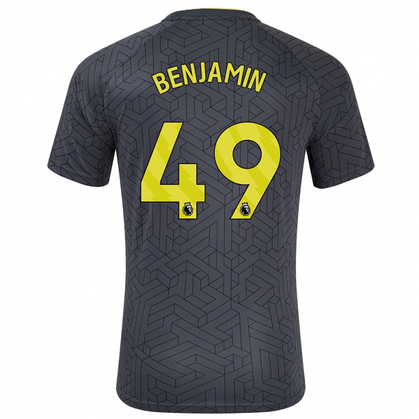 Kids Football Omari Benjamin #49 Black Yellow Away Jersey 2024/25 T-Shirt Uk