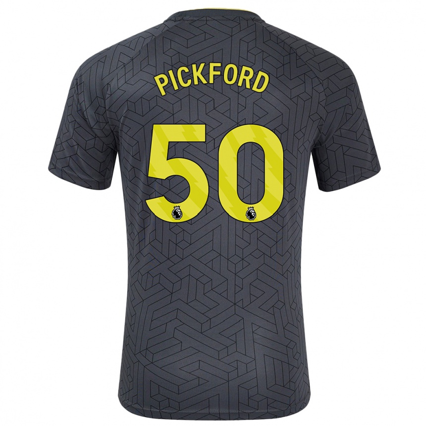 Kids Football George Pickford #50 Black Yellow Away Jersey 2024/25 T-Shirt Uk