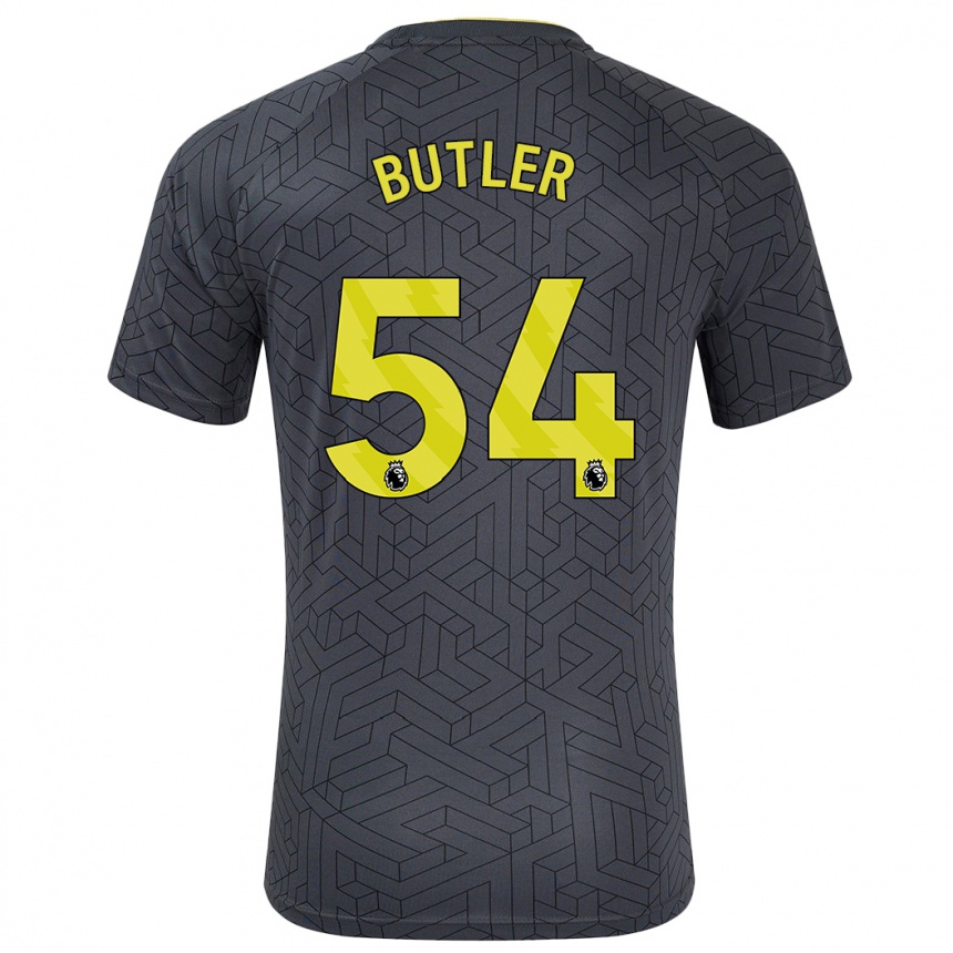 Kids Football Jack Butler #54 Black Yellow Away Jersey 2024/25 T-Shirt Uk