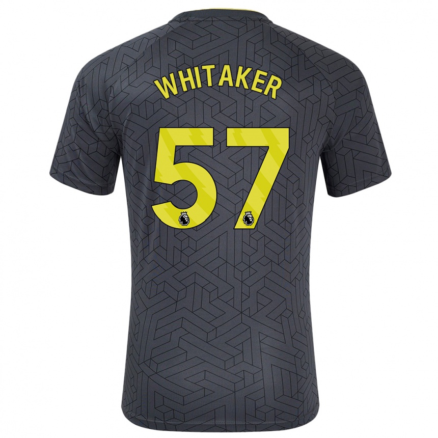 Kids Football Charlie Whitaker #57 Black Yellow Away Jersey 2024/25 T-Shirt Uk