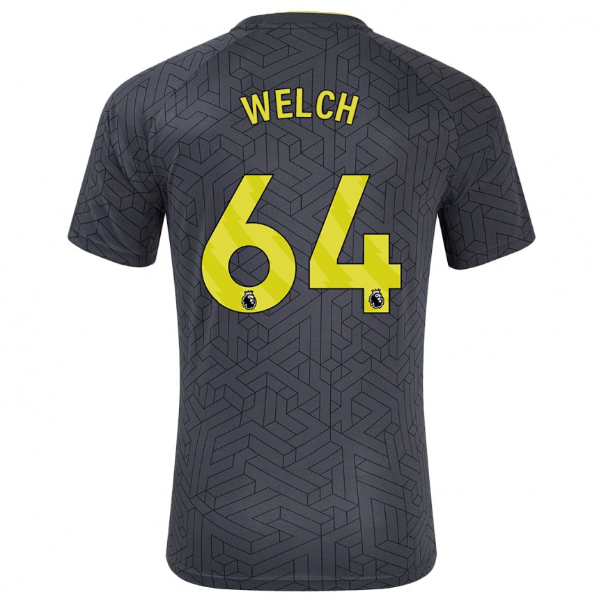 Kids Football Reece Welch #64 Black Yellow Away Jersey 2024/25 T-Shirt Uk