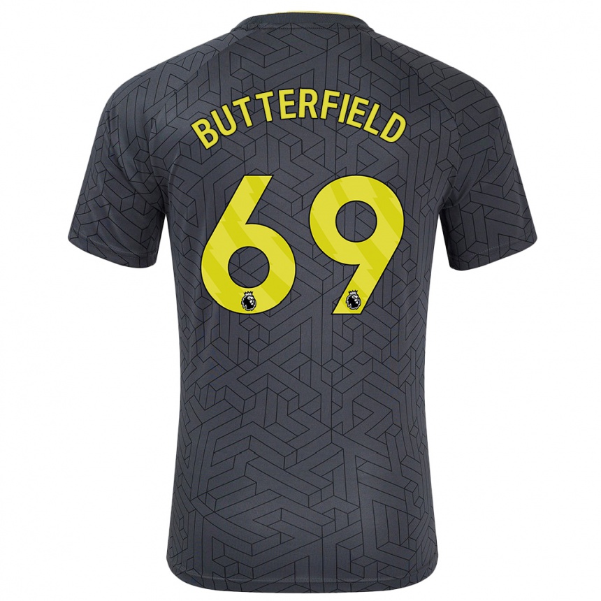 Kids Football Luke Butterfield #69 Black Yellow Away Jersey 2024/25 T-Shirt Uk