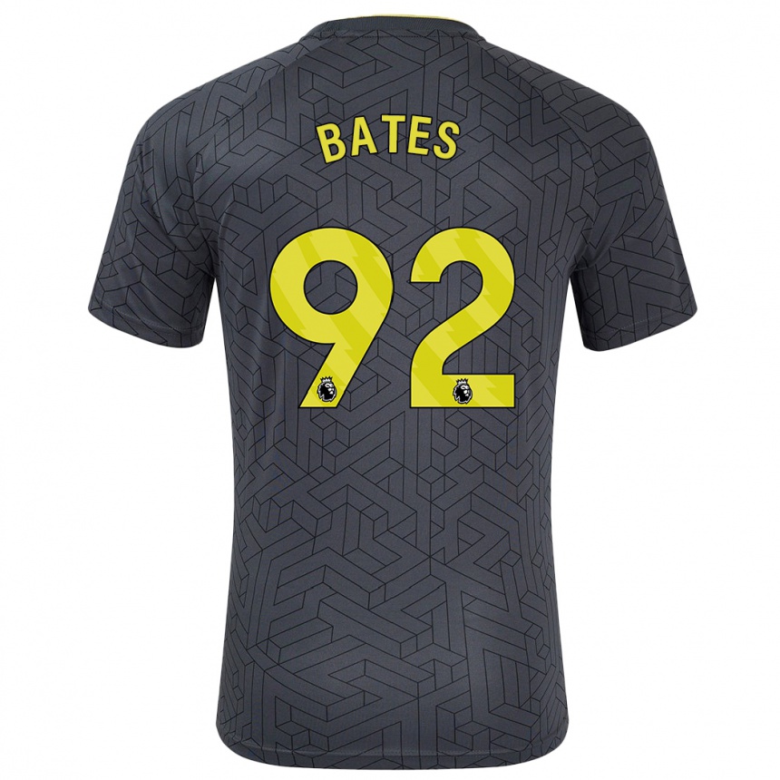 Kids Football Callum Bates #92 Black Yellow Away Jersey 2024/25 T-Shirt Uk