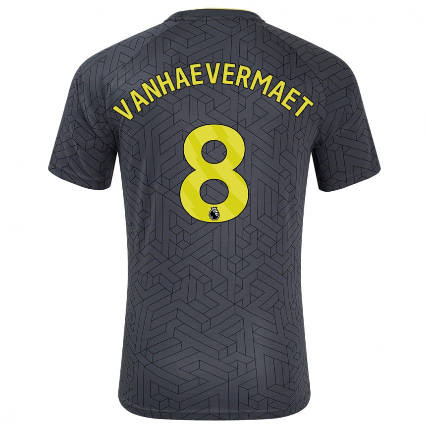 Kids Football Justine Vanhaevermaet #8 Black Yellow Away Jersey 2024/25 T-Shirt Uk