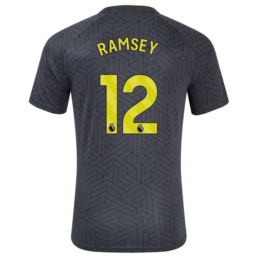 Kids Football Emily Ramsey #12 Black Yellow Away Jersey 2024/25 T-Shirt Uk