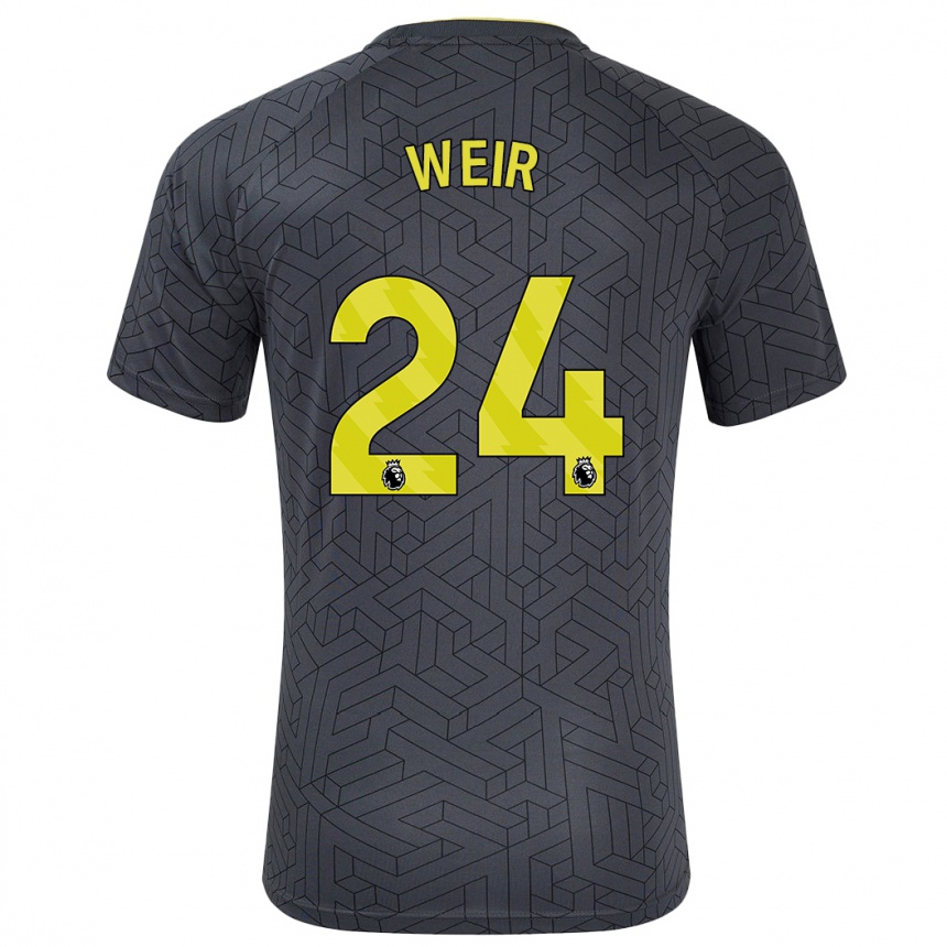 Kids Football Kenzie Weir #24 Black Yellow Away Jersey 2024/25 T-Shirt Uk