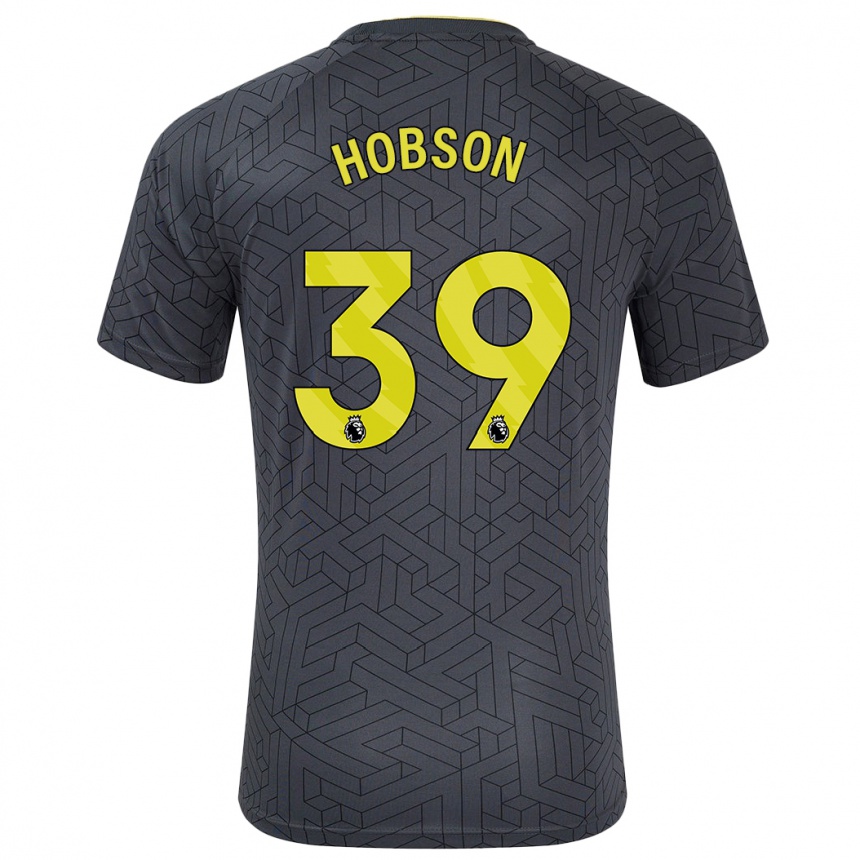 Kids Football Issy Hobson #39 Black Yellow Away Jersey 2024/25 T-Shirt Uk