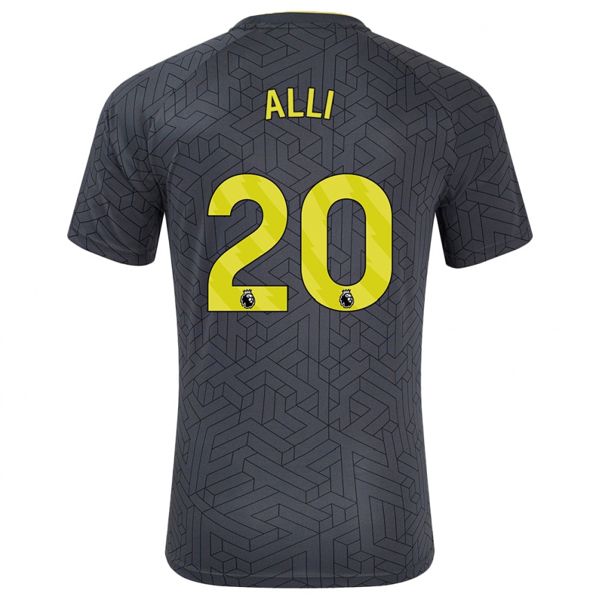 Kids Football Dele Alli #20 Black Yellow Away Jersey 2024/25 T-Shirt Uk