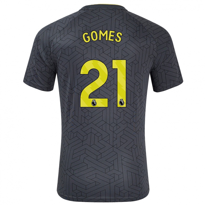 Kids Football André Gomes #21 Black Yellow Away Jersey 2024/25 T-Shirt Uk