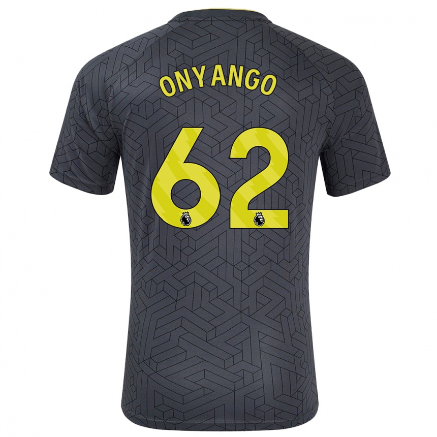 Kids Football Tyler Onyango #62 Black Yellow Away Jersey 2024/25 T-Shirt Uk