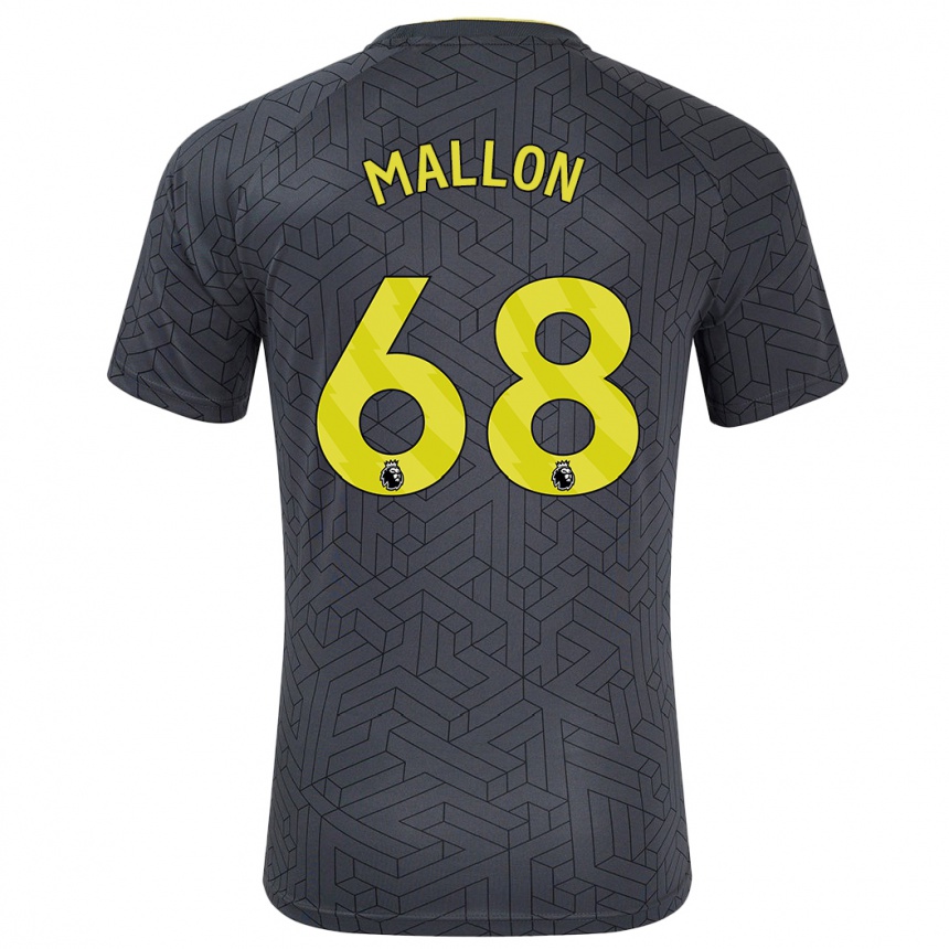 Kids Football Mathew Mallon #68 Black Yellow Away Jersey 2024/25 T-Shirt Uk