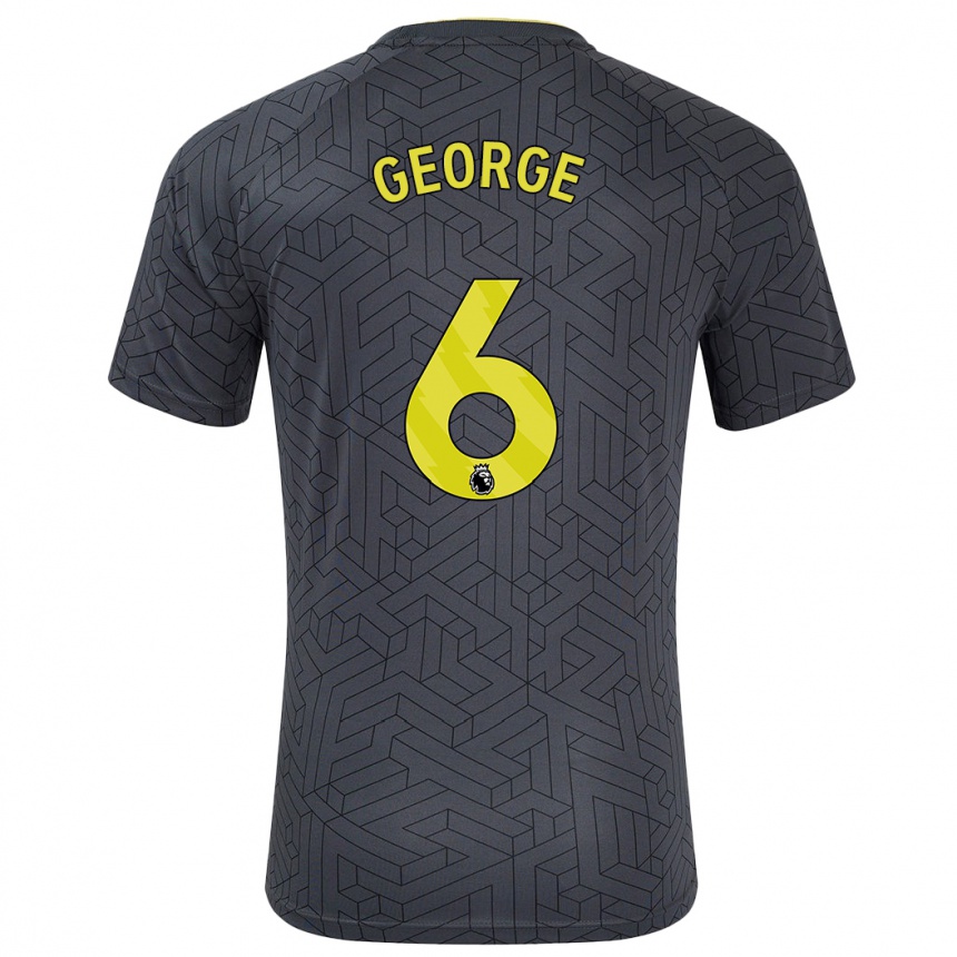 Kids Football Gabrielle George #6 Black Yellow Away Jersey 2024/25 T-Shirt Uk