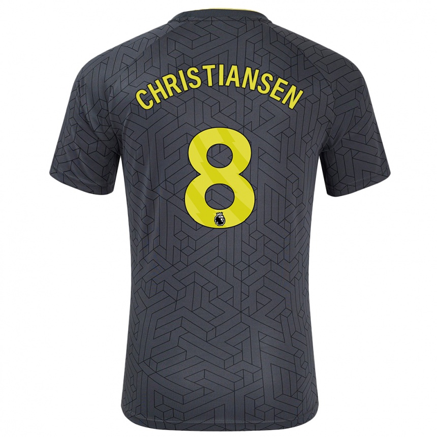 Kids Football Izzy Christiansen #8 Black Yellow Away Jersey 2024/25 T-Shirt Uk