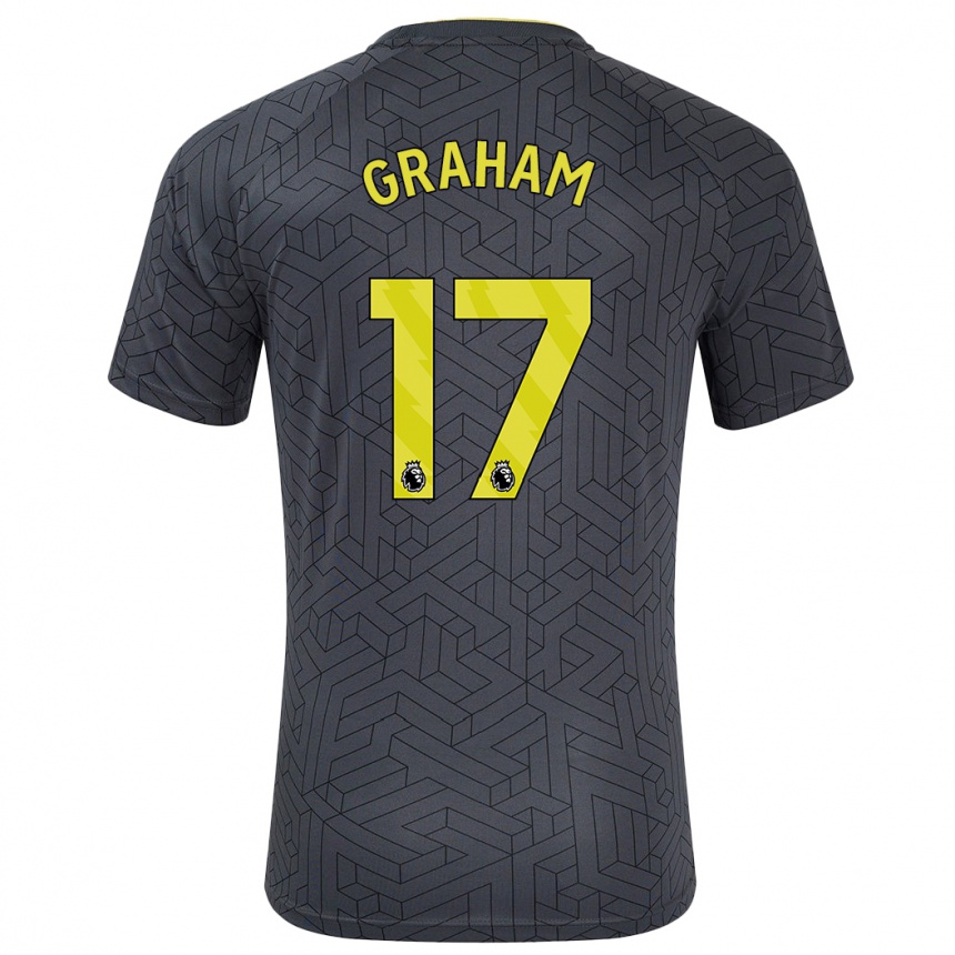 Kids Football Lucy Graham #17 Black Yellow Away Jersey 2024/25 T-Shirt Uk