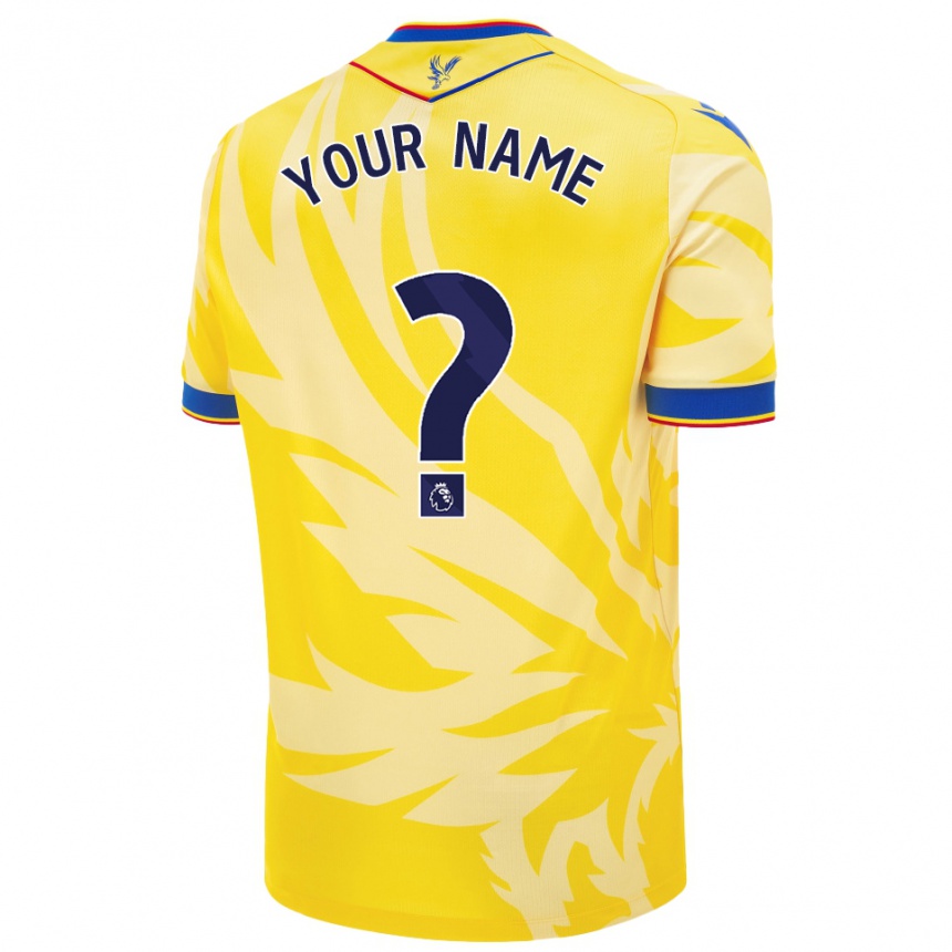 Kids Football Your Name #0 Yellow Away Jersey 2024/25 T-Shirt Uk