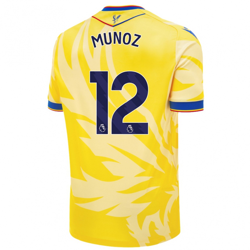 Kids Football Daniel Muñoz #12 Yellow Away Jersey 2024/25 T-Shirt Uk