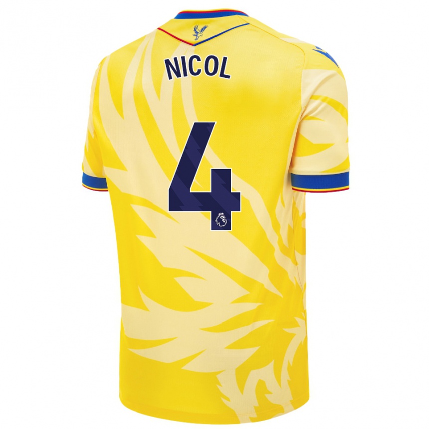 Kids Football Leigh Nicol #4 Yellow Away Jersey 2024/25 T-Shirt Uk