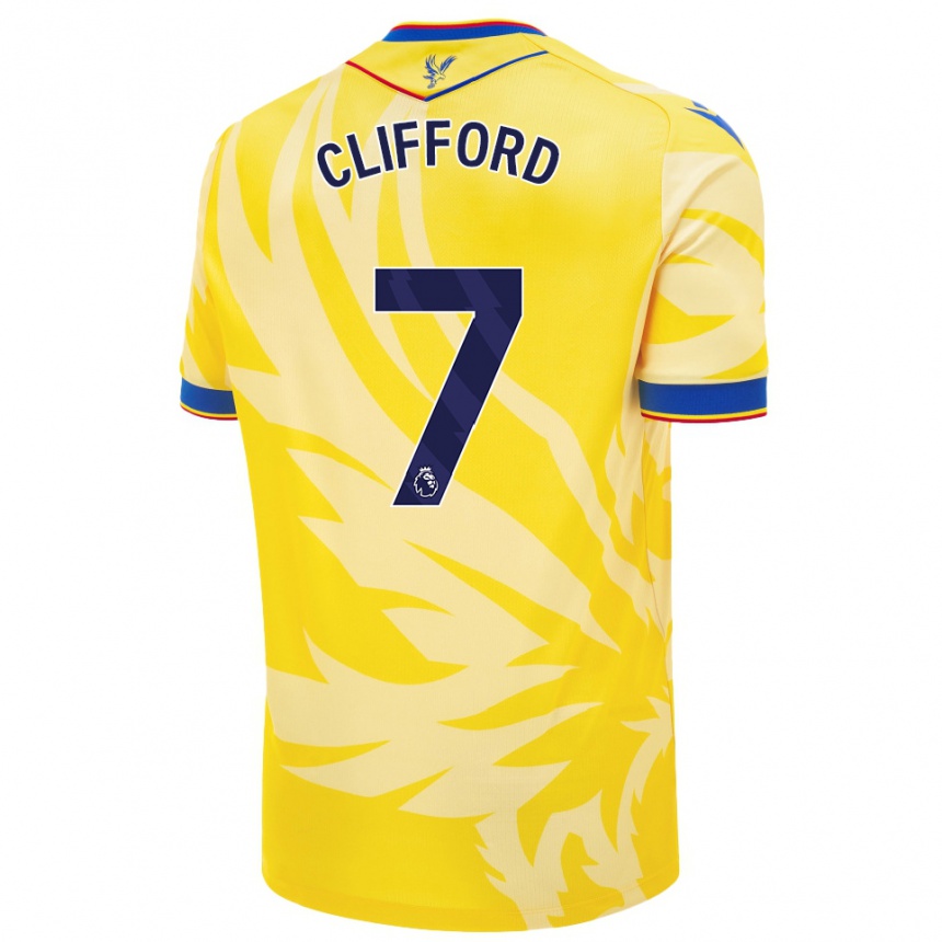 Kids Football Charley Clifford #7 Yellow Away Jersey 2024/25 T-Shirt Uk