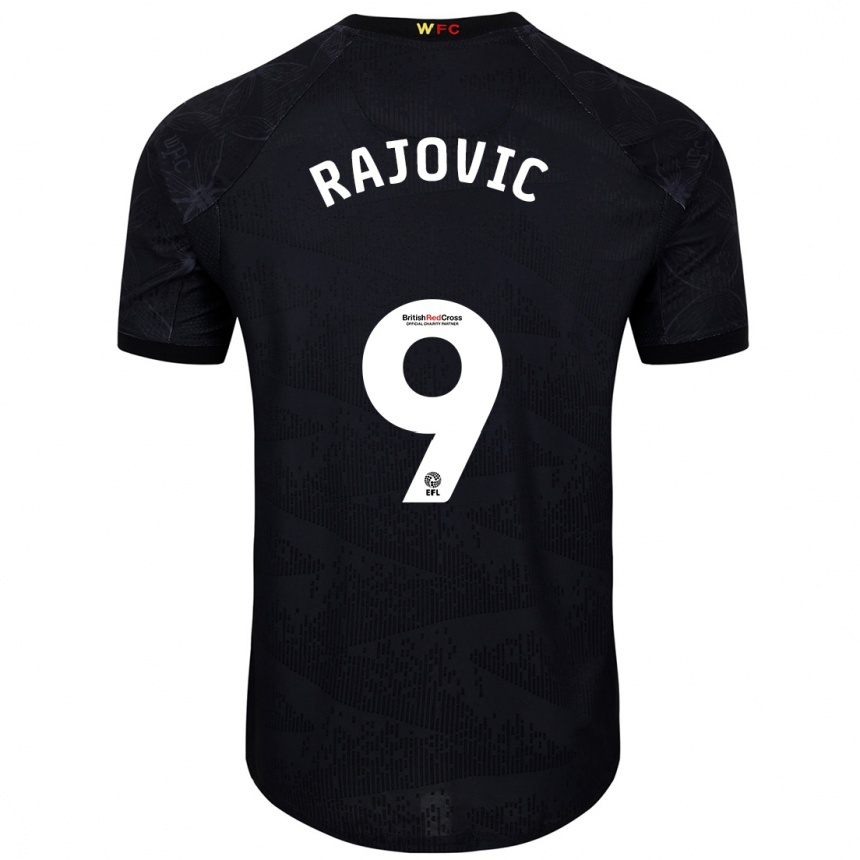 Kids Football Mileta Rajovic #9 Black White Away Jersey 2024/25 T-Shirt Uk