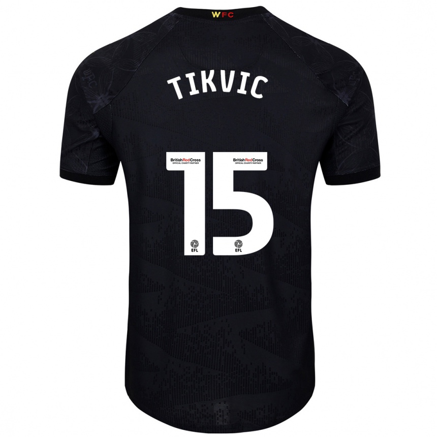 Kids Football Antonio Tikvic #15 Black White Away Jersey 2024/25 T-Shirt Uk