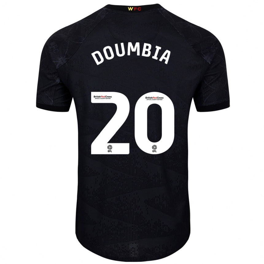 Kids Football Mamadou Doumbia #20 Black White Away Jersey 2024/25 T-Shirt Uk