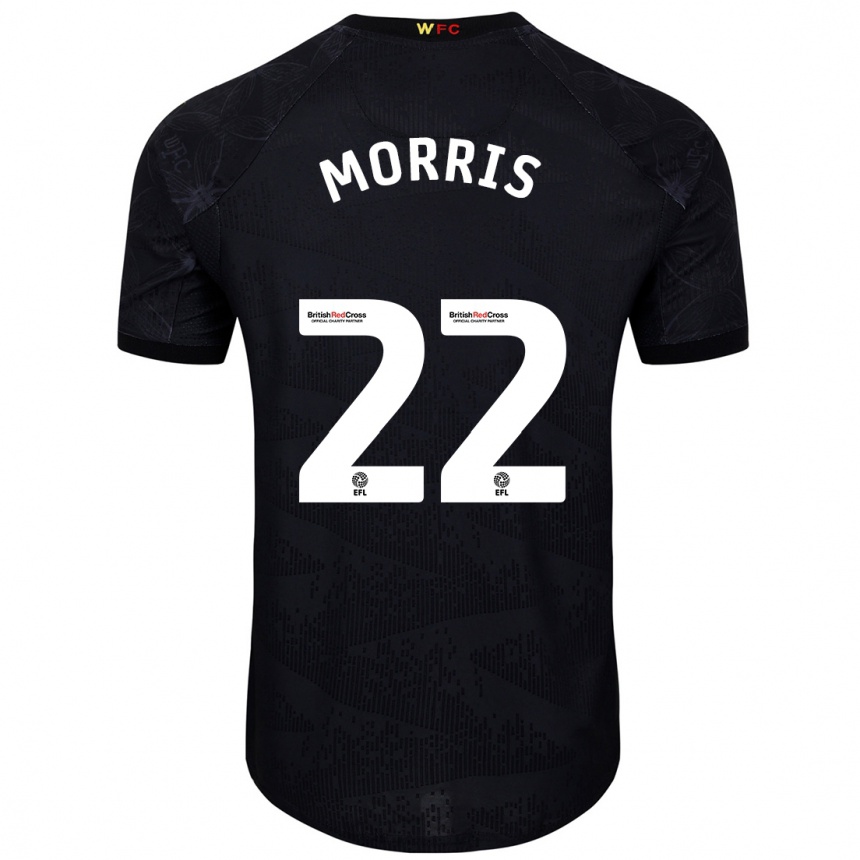 Kids Football James Morris #22 Black White Away Jersey 2024/25 T-Shirt Uk