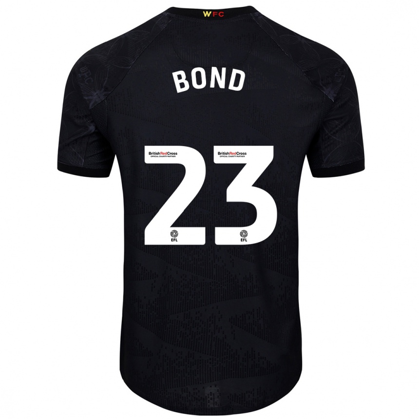 Kids Football Jonathan Bond #23 Black White Away Jersey 2024/25 T-Shirt Uk