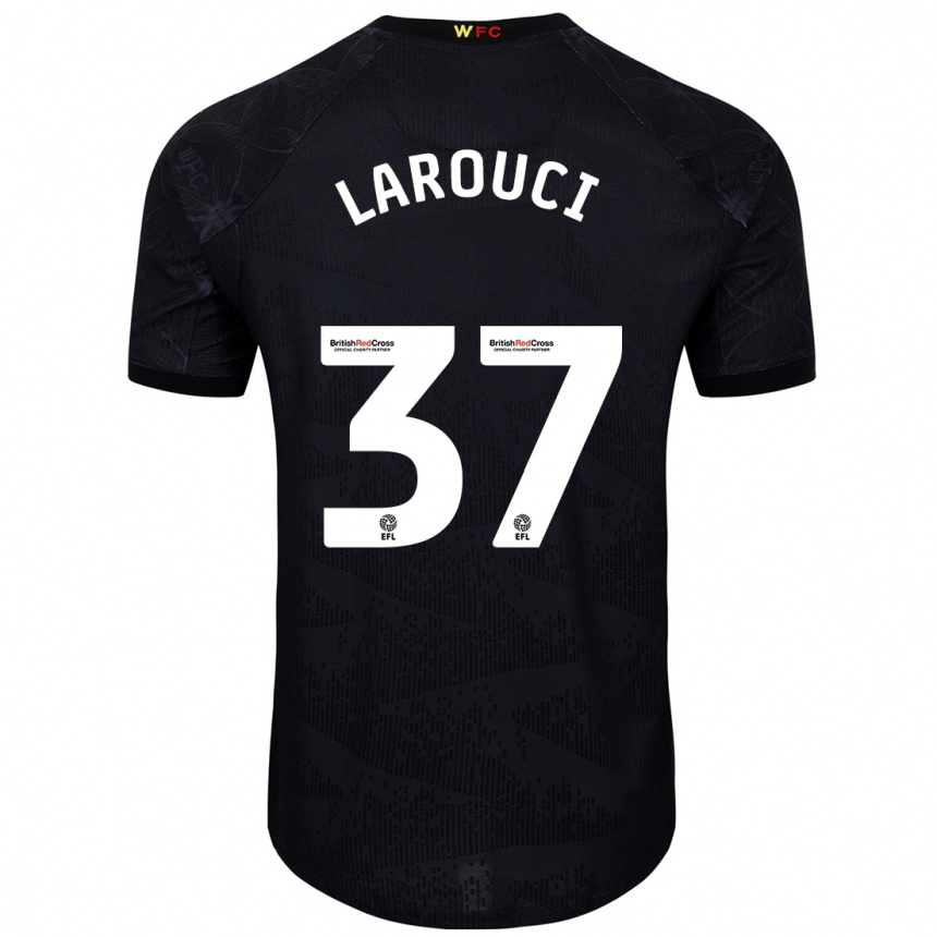 Kids Football Yasser Larouci #37 Black White Away Jersey 2024/25 T-Shirt Uk