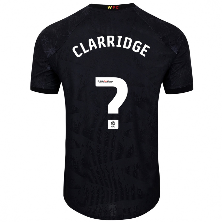 Kids Football James Clarridge #0 Black White Away Jersey 2024/25 T-Shirt Uk