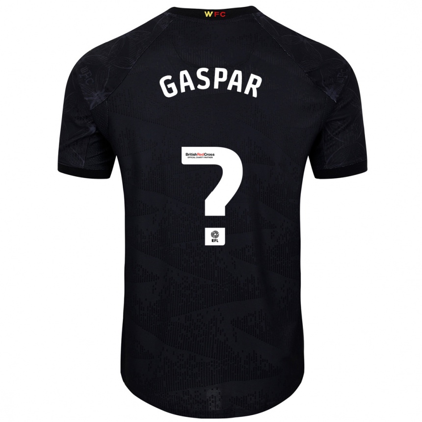 Kids Football Luigi Gaspar #0 Black White Away Jersey 2024/25 T-Shirt Uk