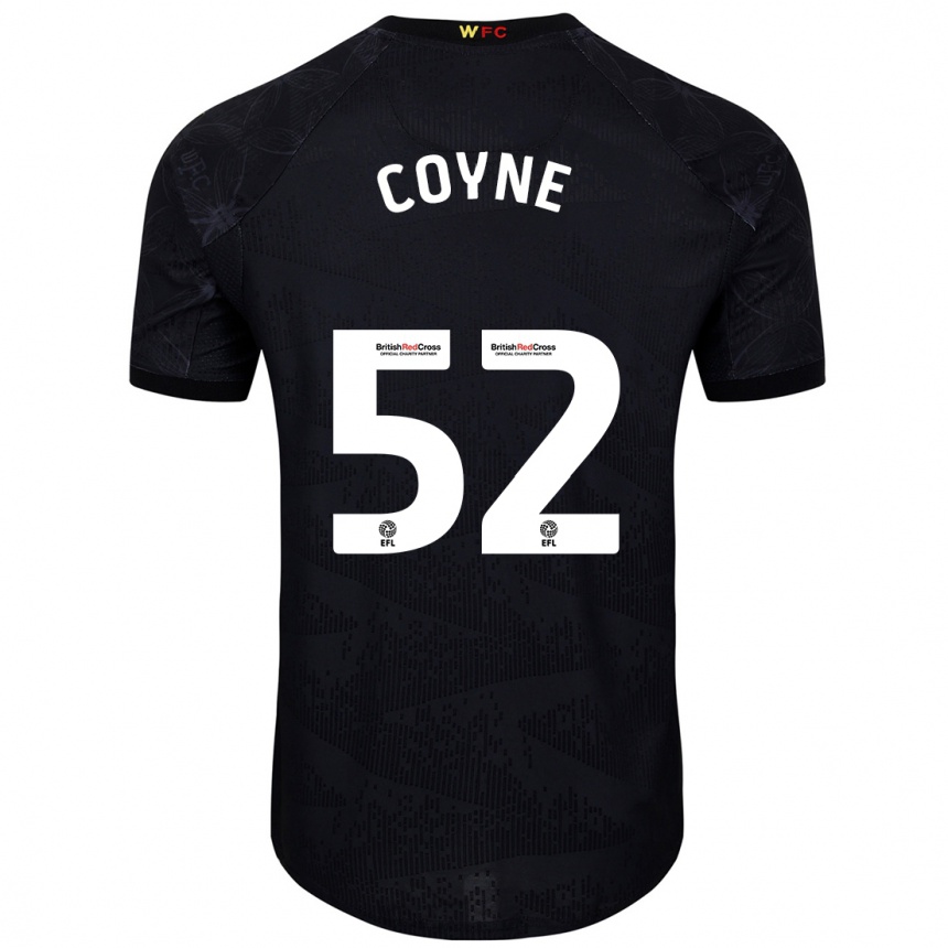 Kids Football Aidan Coyne #52 Black White Away Jersey 2024/25 T-Shirt Uk