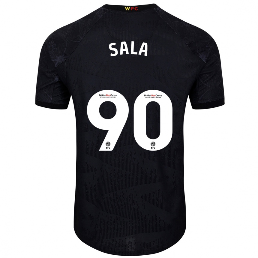 Kids Football Joel Sala #90 Black White Away Jersey 2024/25 T-Shirt Uk