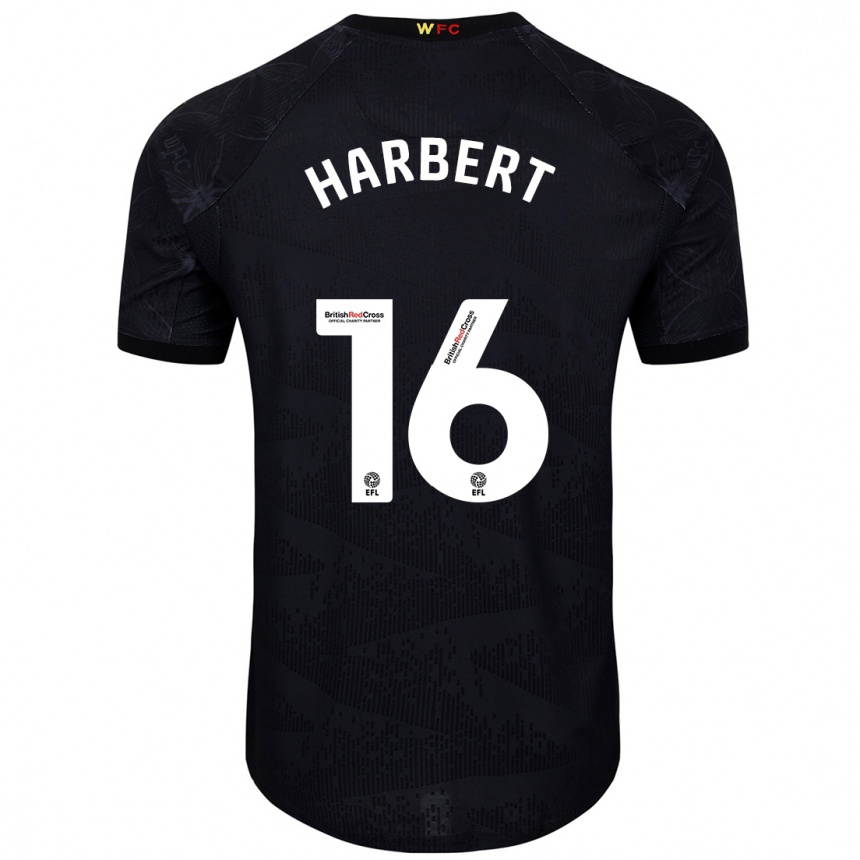 Kids Football Laila Harbert #16 Black White Away Jersey 2024/25 T-Shirt Uk