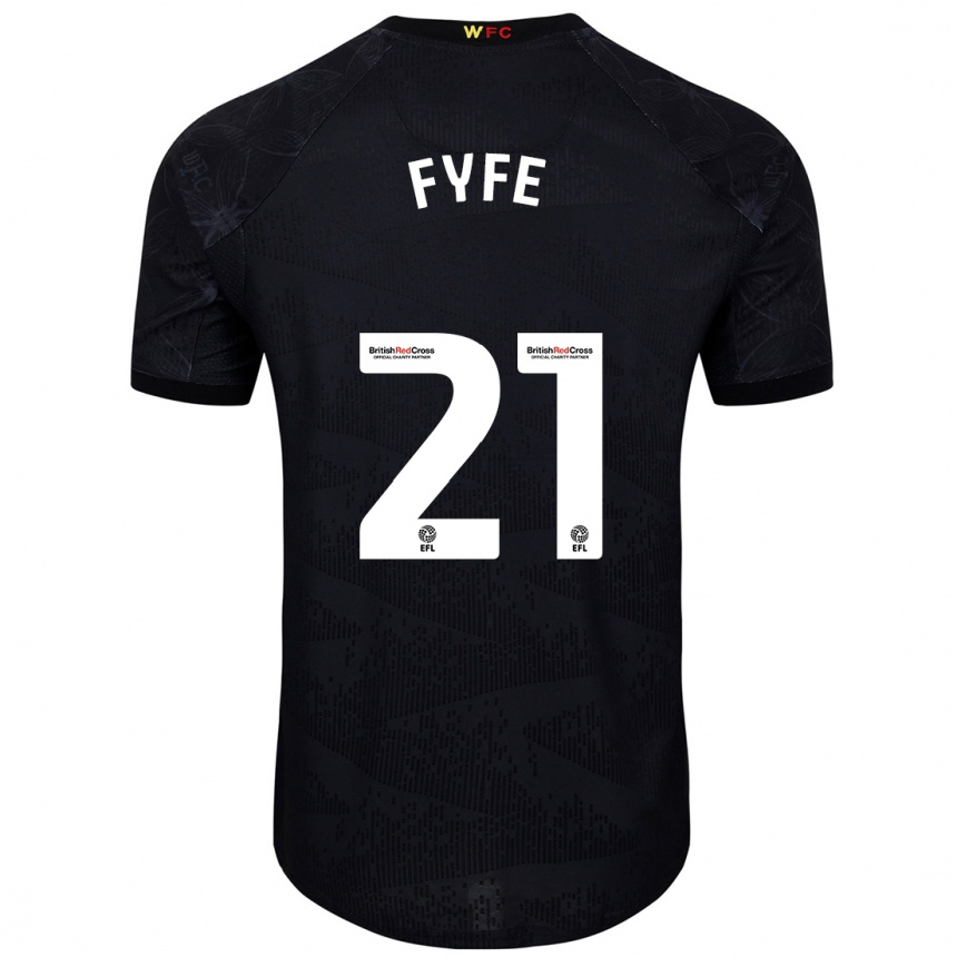 Kids Football Flo Fyfe #21 Black White Away Jersey 2024/25 T-Shirt Uk