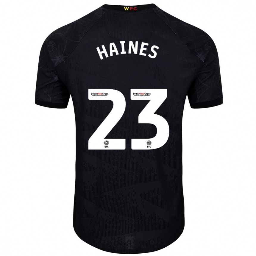 Kids Football Coral-Jade Haines #23 Black White Away Jersey 2024/25 T-Shirt Uk