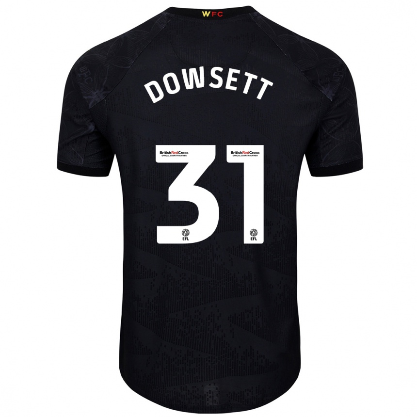 Kids Football Rebekah Dowsett #31 Black White Away Jersey 2024/25 T-Shirt Uk