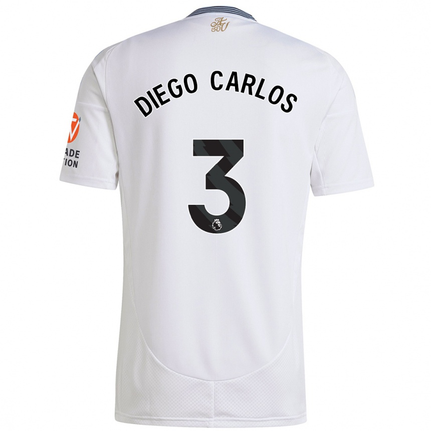 Kids Football Diego Carlos #3 White Away Jersey 2024/25 T-Shirt Uk