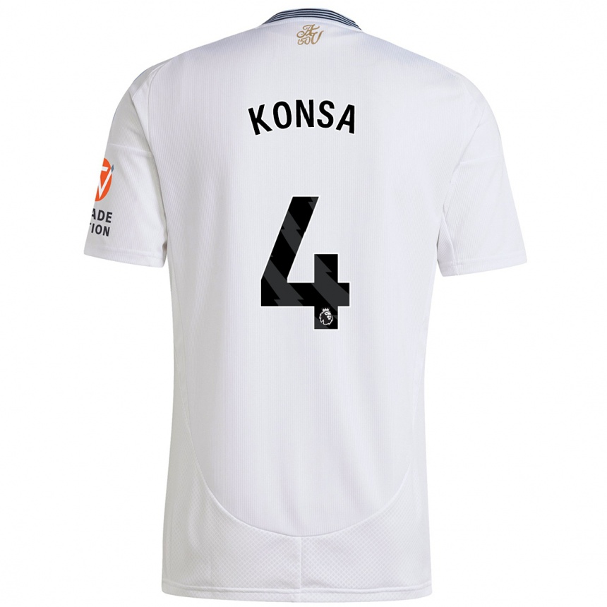 Kids Football Ezri Konsa #4 White Away Jersey 2024/25 T-Shirt Uk