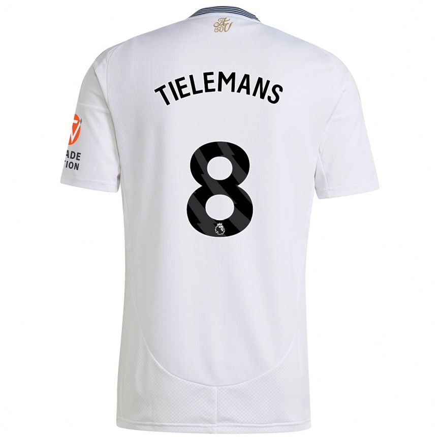 Kids Football Youri Tielemans #8 White Away Jersey 2024/25 T-Shirt Uk