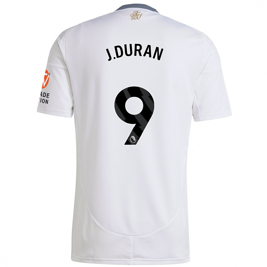 Kids Football Jhon Durán #9 White Away Jersey 2024/25 T-Shirt Uk