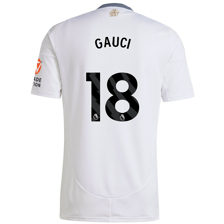 Kids Football Joe Gauci #18 White Away Jersey 2024/25 T-Shirt Uk