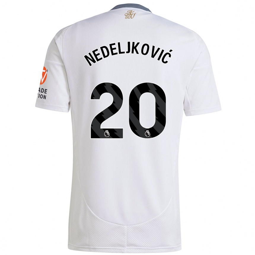 Kids Football Kosta Nedeljkovic #20 White Away Jersey 2024/25 T-Shirt Uk