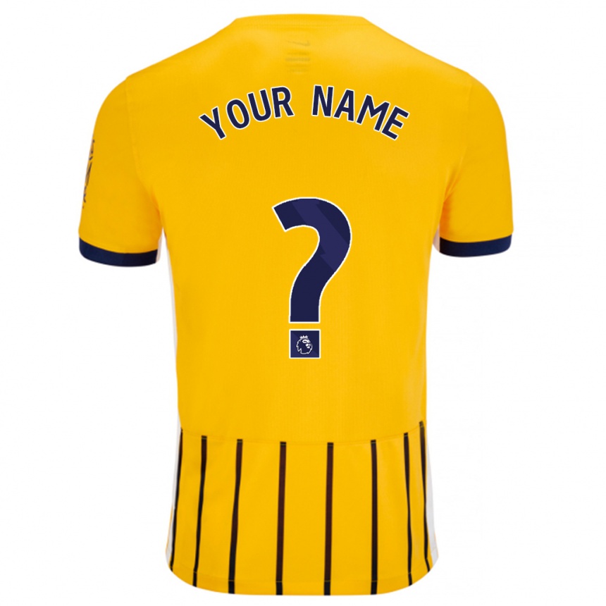 Kids Football Your Name #0 Gold Blue Pinstripes Away Jersey 2024/25 T-Shirt Uk