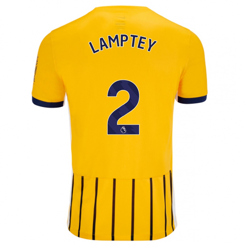 Kids Football Tariq Lamptey #2 Gold Blue Pinstripes Away Jersey 2024/25 T-Shirt Uk