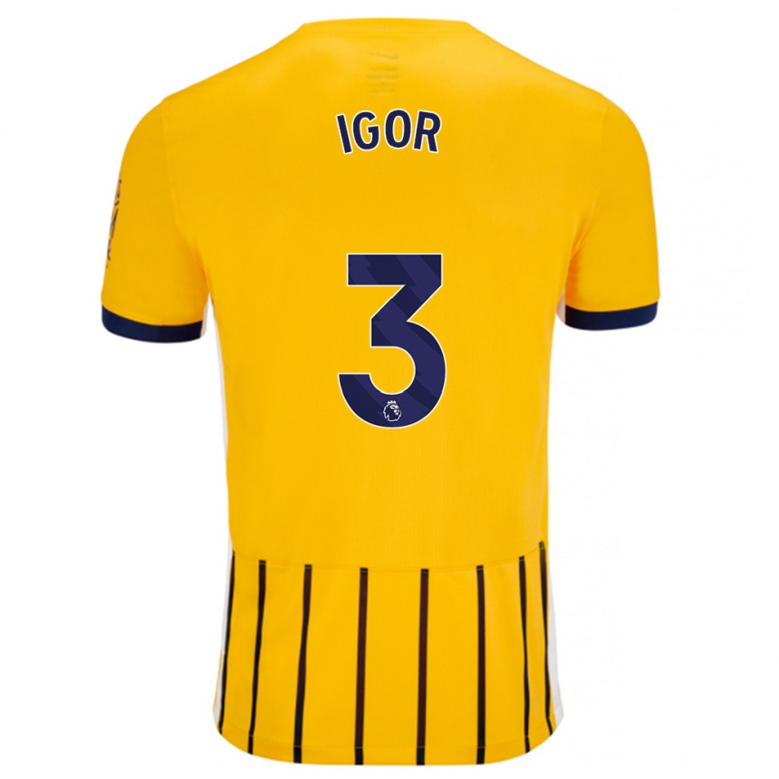 Kids Football Igor #3 Gold Blue Pinstripes Away Jersey 2024/25 T-Shirt Uk