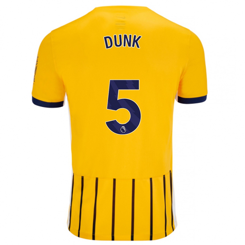 Kids Football Lewis Dunk #5 Gold Blue Pinstripes Away Jersey 2024/25 T-Shirt Uk