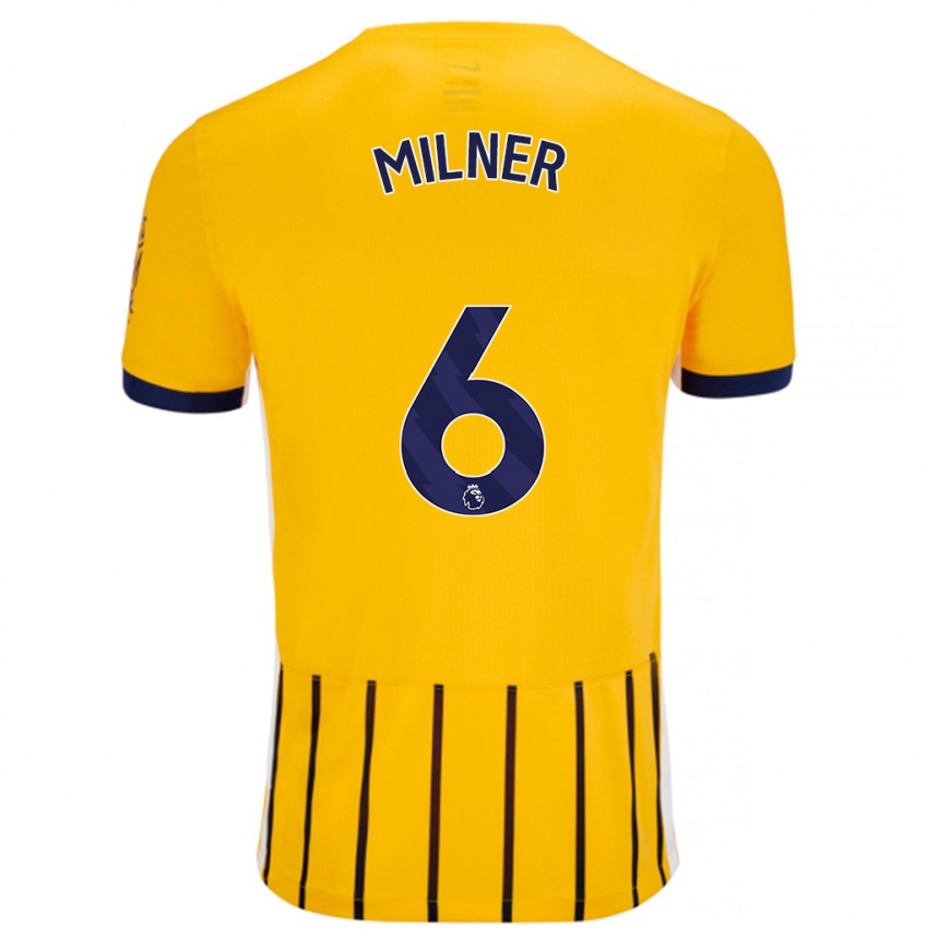 Kids Football James Milner #6 Gold Blue Pinstripes Away Jersey 2024/25 T-Shirt Uk