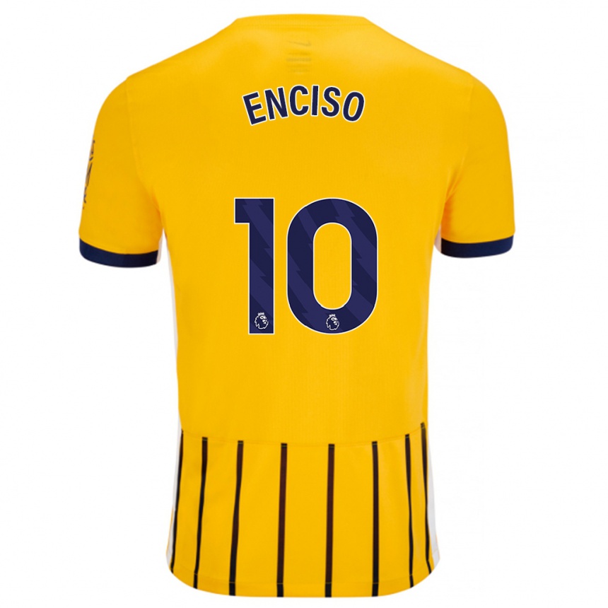 Kids Football Julio Enciso #10 Gold Blue Pinstripes Away Jersey 2024/25 T-Shirt Uk