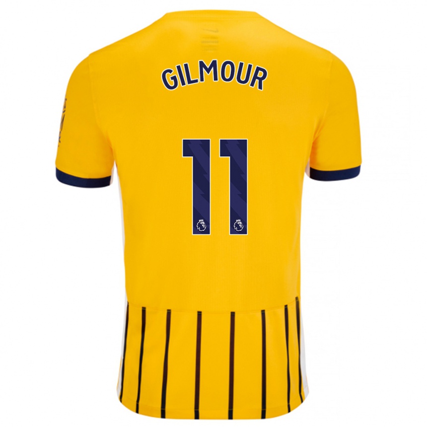 Kids Football Billy Gilmour #11 Gold Blue Pinstripes Away Jersey 2024/25 T-Shirt Uk