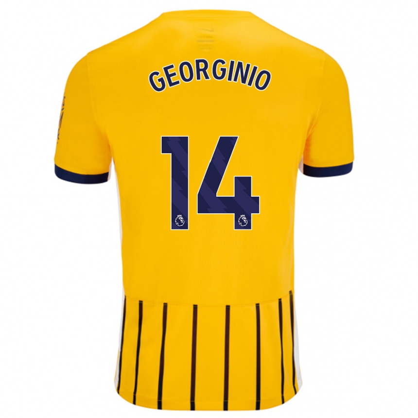 Kids Football Georginio Rutter #14 Gold Blue Pinstripes Away Jersey 2024/25 T-Shirt Uk